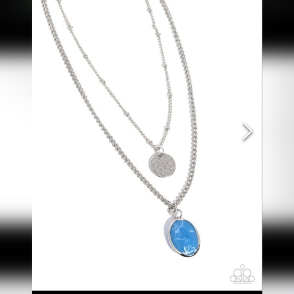Paparazzi Silver Necklace with Blue Pendant Dedicated Diva Fashion Jewelry